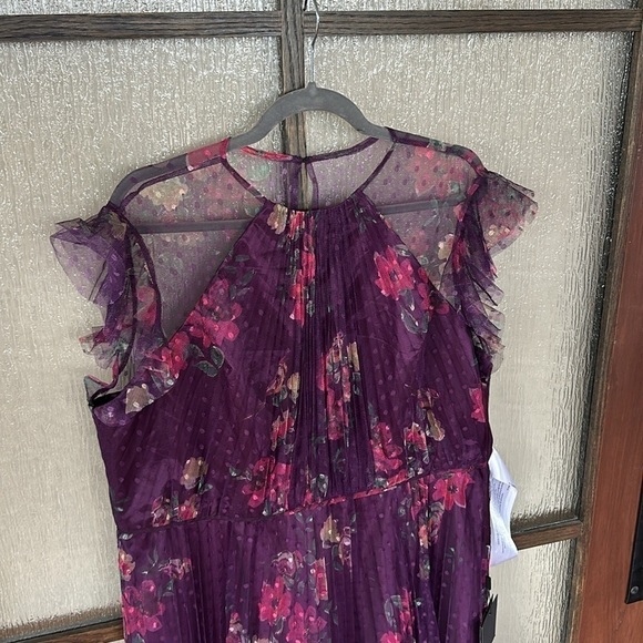Ieena for Mac Duggal Purple Floral Cap Sleeve A-Line Tulle Dress NEW Size 8 $398 - Picture 3 of 11